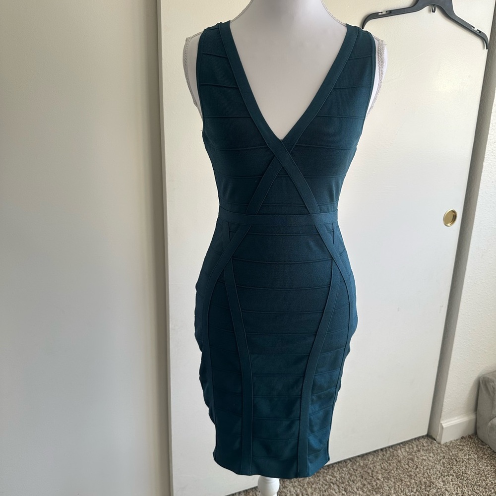 Guess Teal Sleeveless Bandage Midi Dress